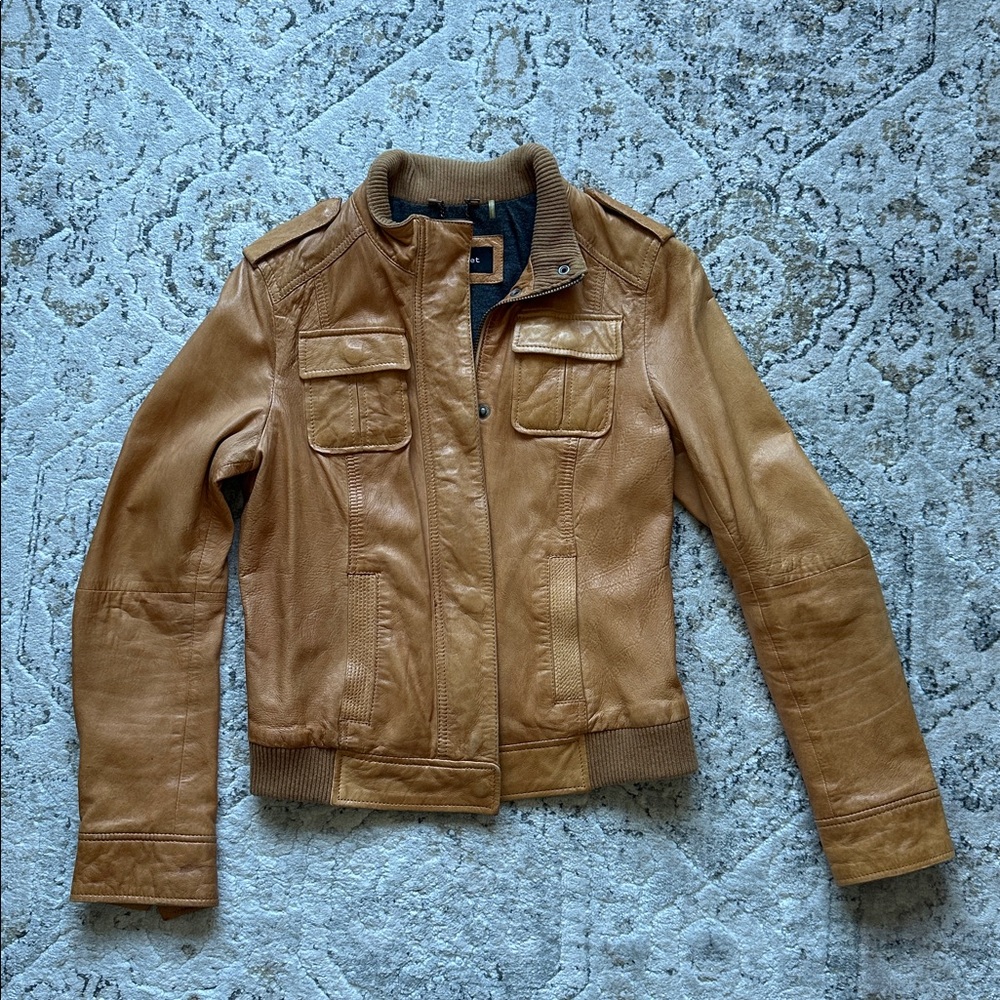 Black Rivet Tan Genuine Leather Jacket
